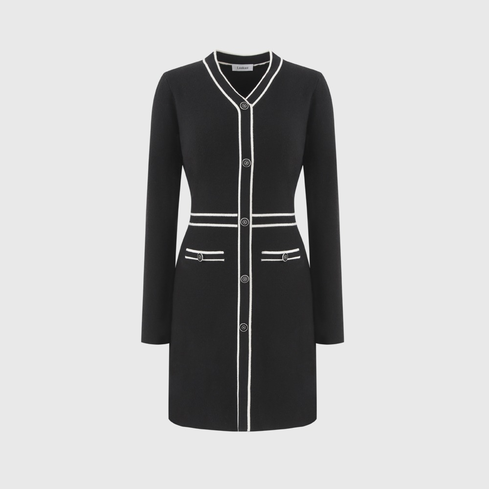 [1차 리오더] 블랙 유리 브이넥 니트 드레스 / BLACK YURI V NECK KNIT DRESS